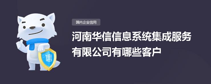 河南华信信息系统集成服务的客户构成与服务解析